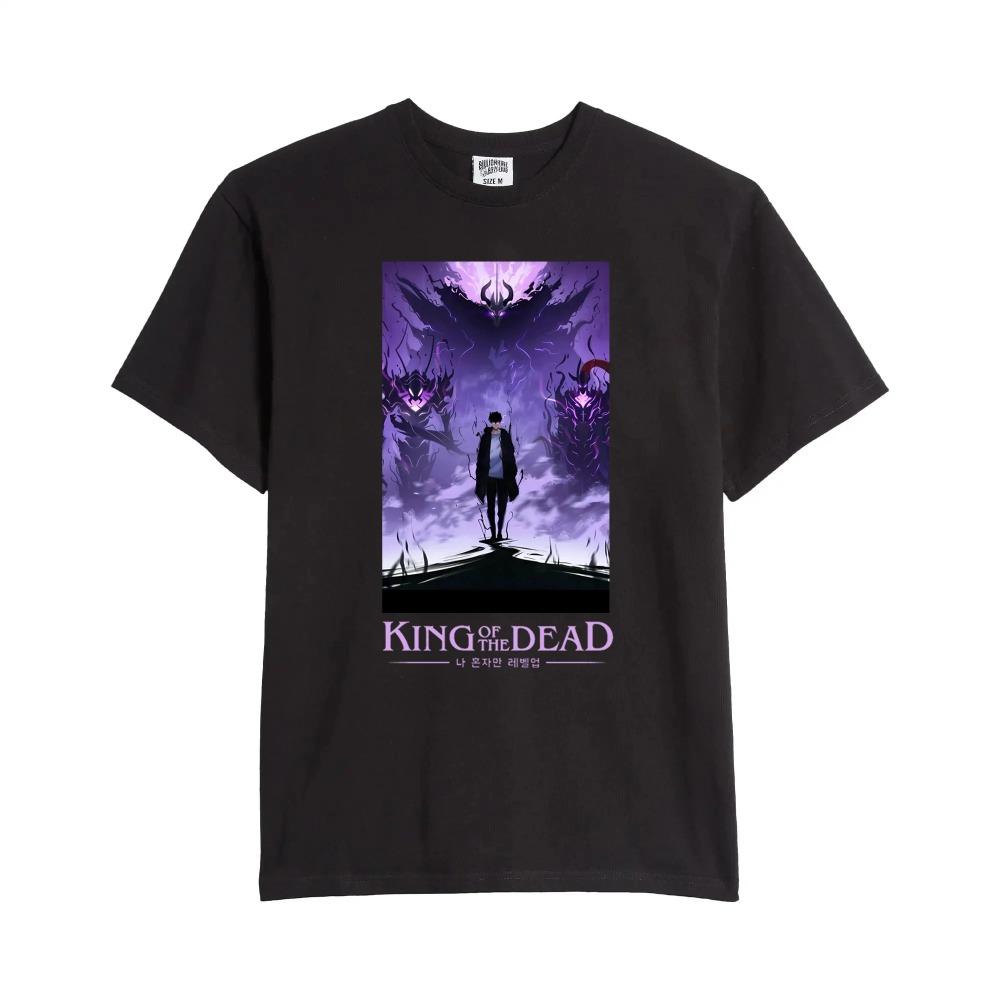 Аниме Solo L-Levelings Shadow Legion Shadow King Print Повседневная уличная одежда для пар Футболка Топ 100% хлопок с коротким рукавом