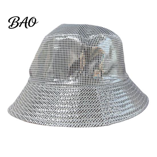 Colorful Fish Scale Pattern Hat Shiny Fabric Bucket Hat, Rainproof Reflective Party Lasers Checkered Sun Protection Fisherman for Festivals And Travel