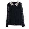 Design-sensual Lace Shirt for Women's Spring Clothes New Irregular Shirt Temperament and Fashionable Shirt Base Versatile