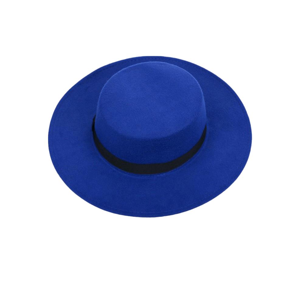 Solid Color Men's Felt Hat Elegant Women Jazz Hat Vintage Woolen Flat Top Hat Autumn