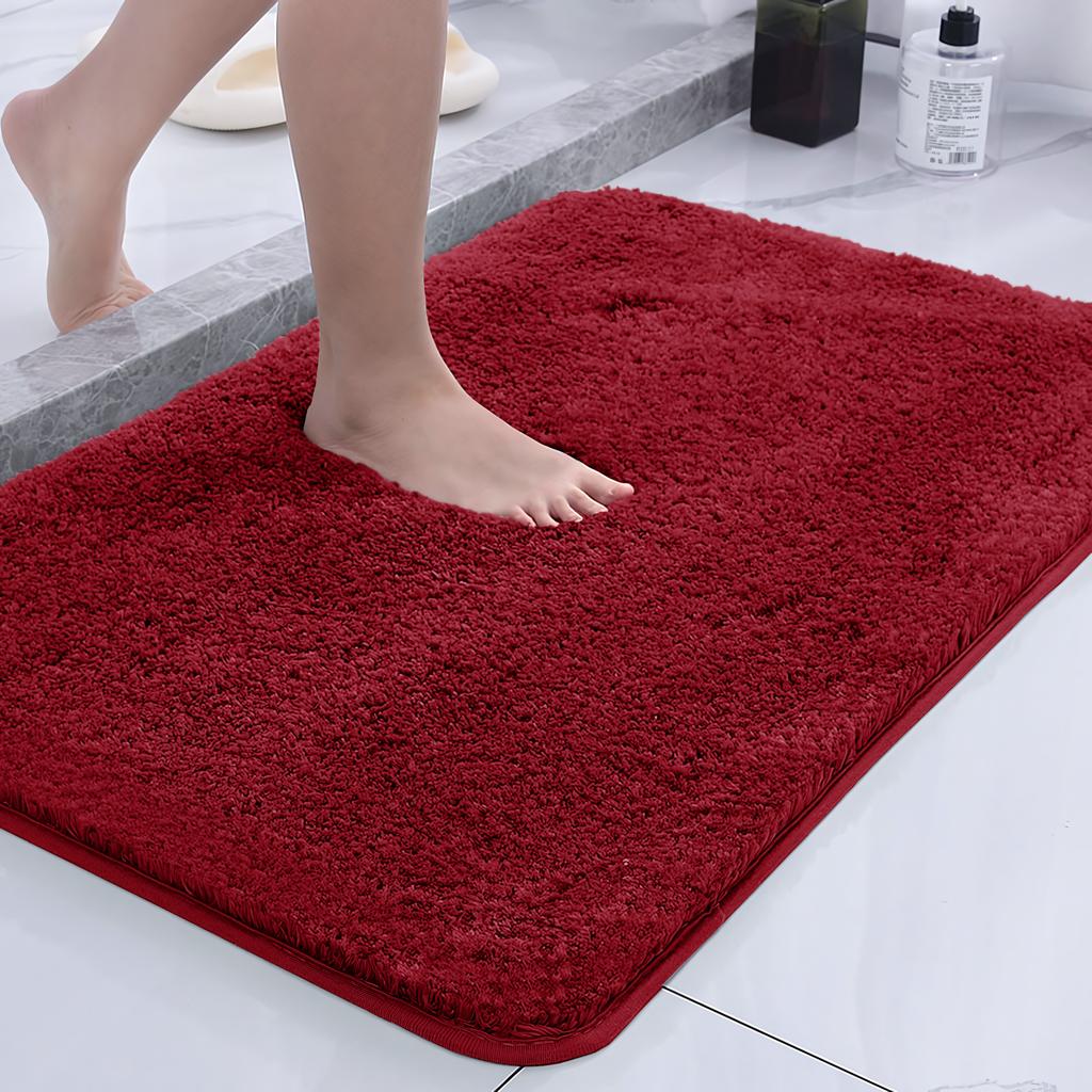 Non-slip Absorbent Bathroom Mat Long Hair Polyester Microfiber Quick Dry Nonslip Super Absorbent Bath Rug