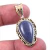 Natural Iolite Gemstone 925 Solid Sterling Silver Two Tone Pendant 1.50" i5I06