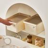 Storage Organizer Grooved Bottom Ample Capacity Storage Box Stackable Cream with Lid for Closet