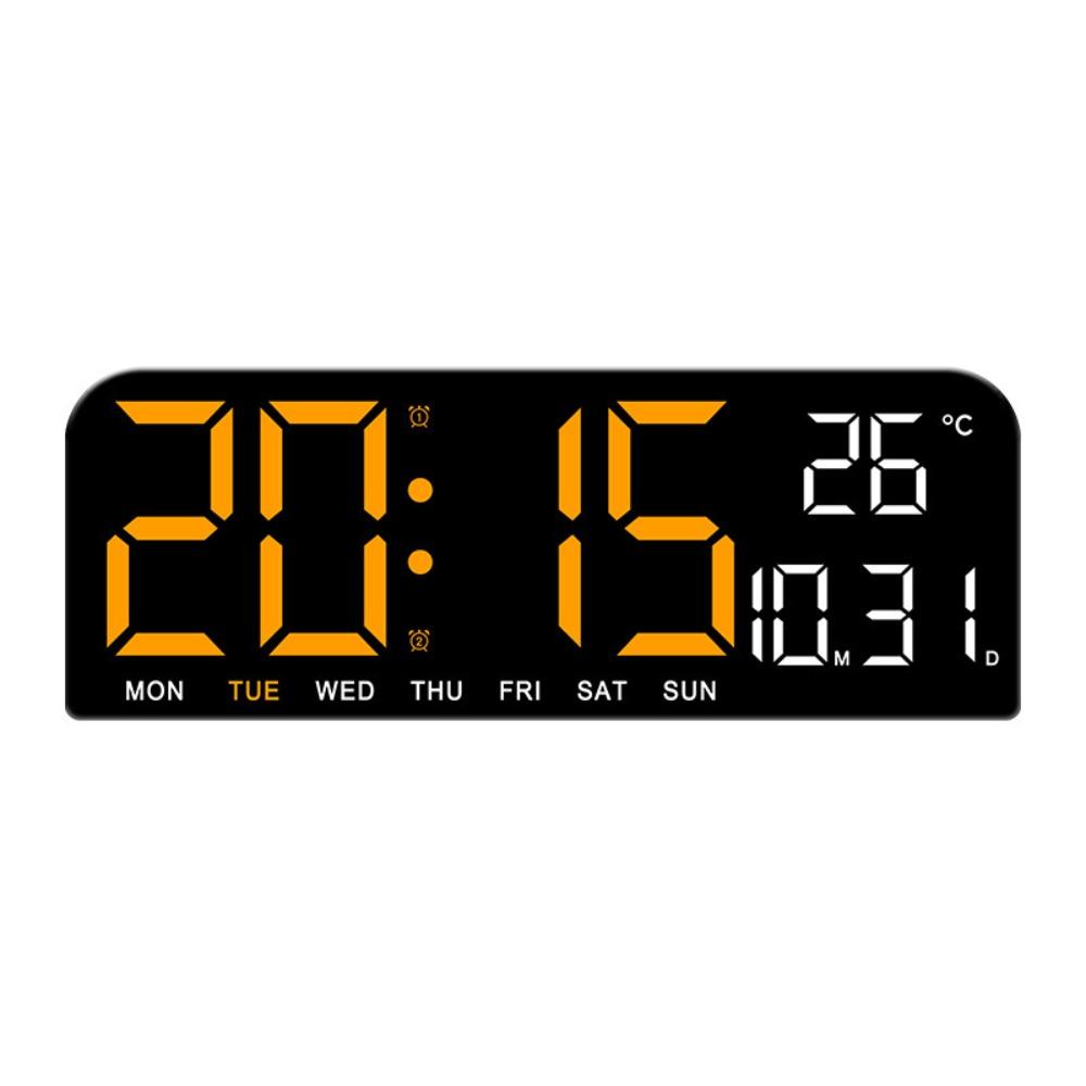 Brightness Adjustment LED Digital Wall Clock 12/24H Format Date Week Large Digital Clock Auto-Dimmer Temperature Display