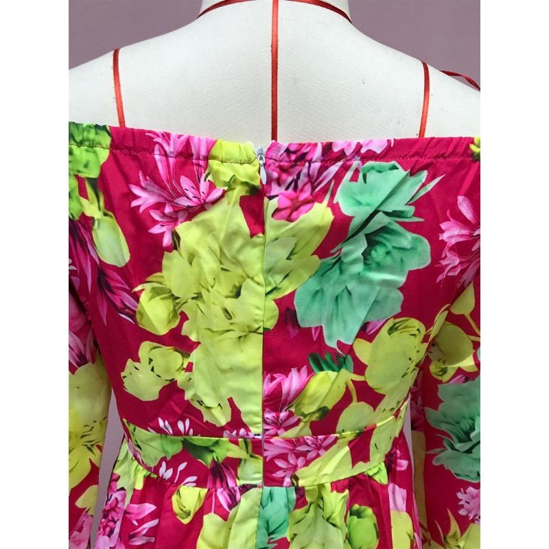 Women's Summer Holiday One Neck Swing Printed Dresses