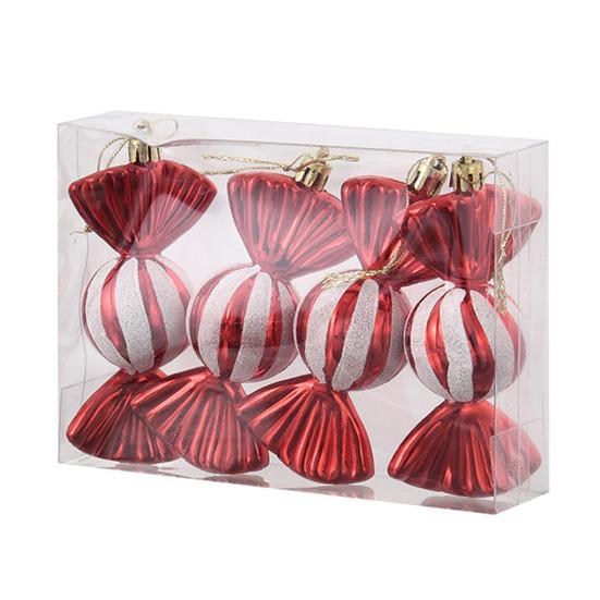 4 Pcs Christmas Candy Decorations Glitter Hanging Candy Ornaments Brightly Colored Candy Pendant for Xmas Tree Party Decor