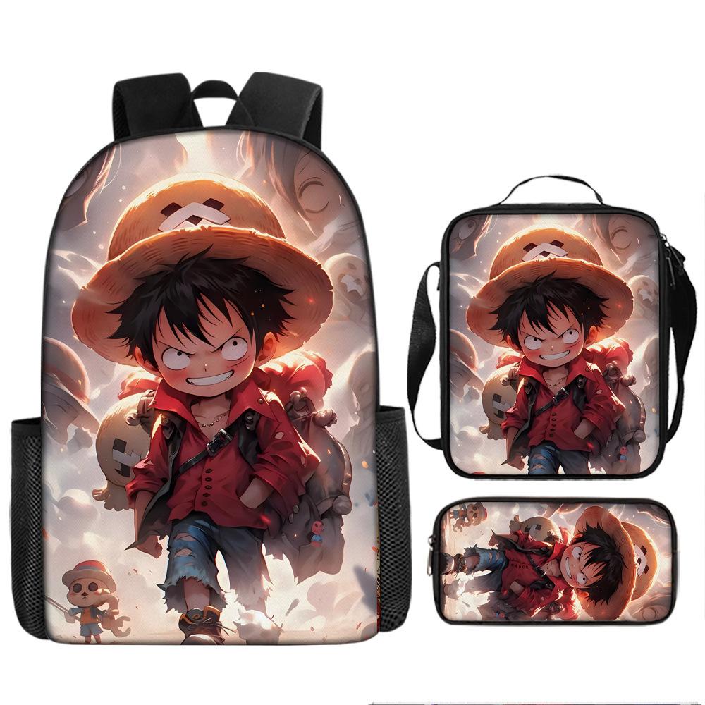 Анимация ONE PIECE школьный рюкзак из трех частей игровой периферийный рюкзак большой вместимости для ученика средней школы для улицы, кампуса, сумка для компьютера