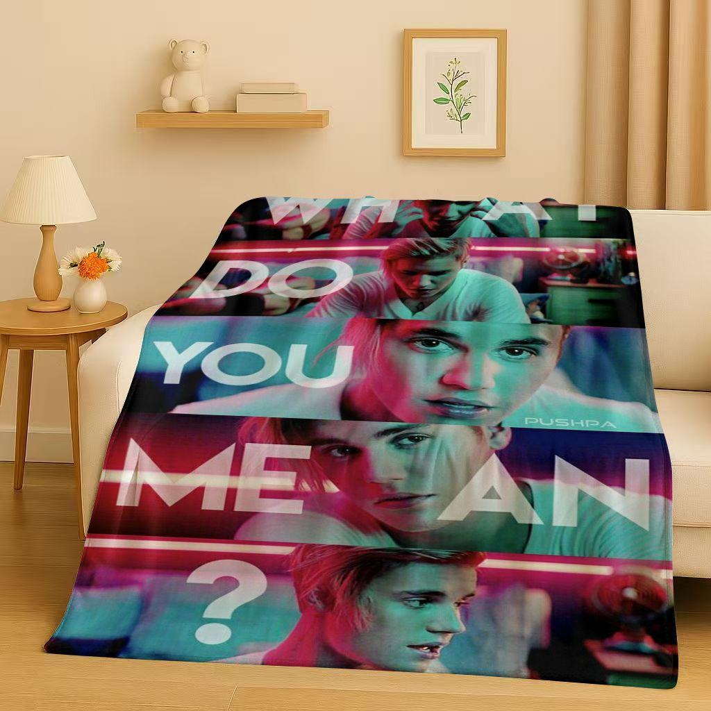 New Fashion B-Bieber Singer Star Flannel Blanket,Ultra Soft Warm Plush Throw for Home Bedroom Bed Sofa Cover Office Travel Gift
