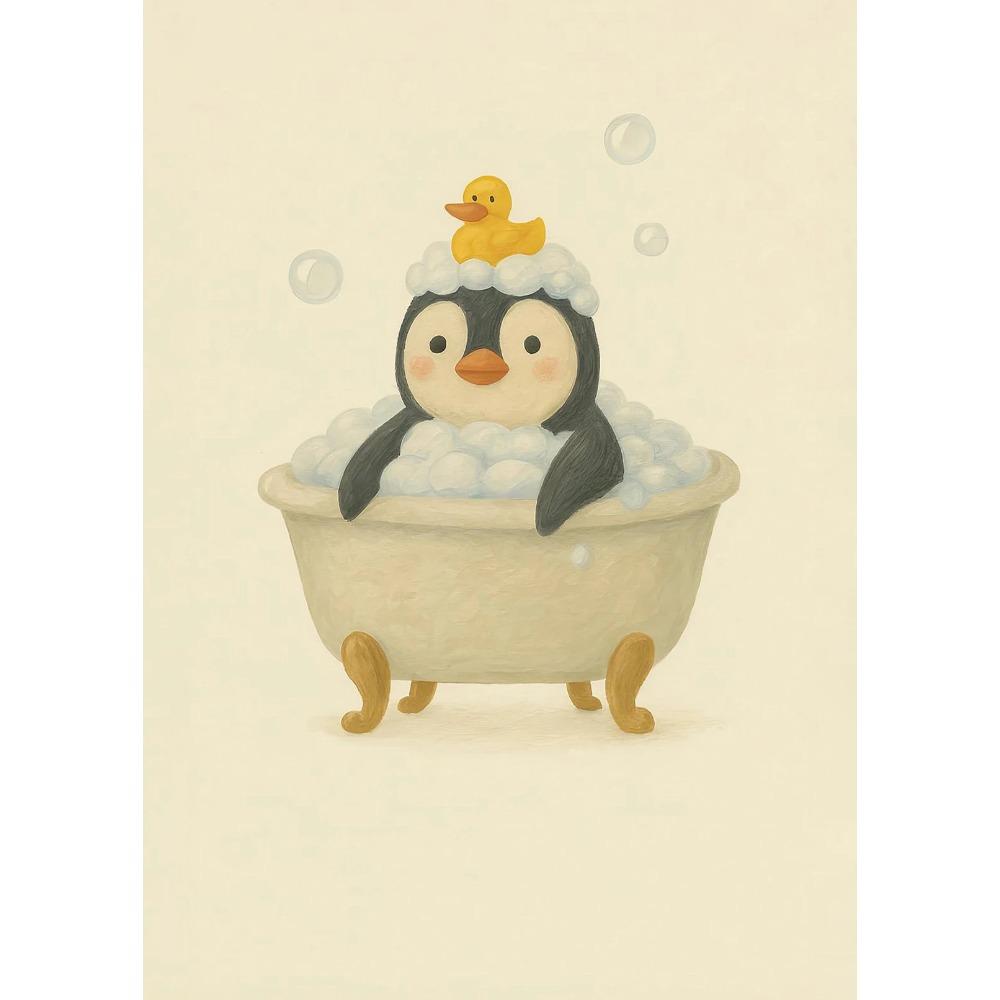 Funny Otter Toilet Paper Duck Reading on Toilet Poster Raccoon Animal Wall Art Bathroom Canvas Painting Print Nursery Home Decor
