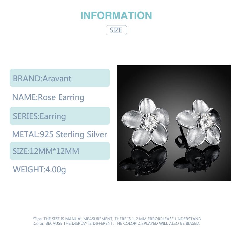 Серьги из серебра 925 пробы с цветком розы для женщин, свадебные украшения, подарки