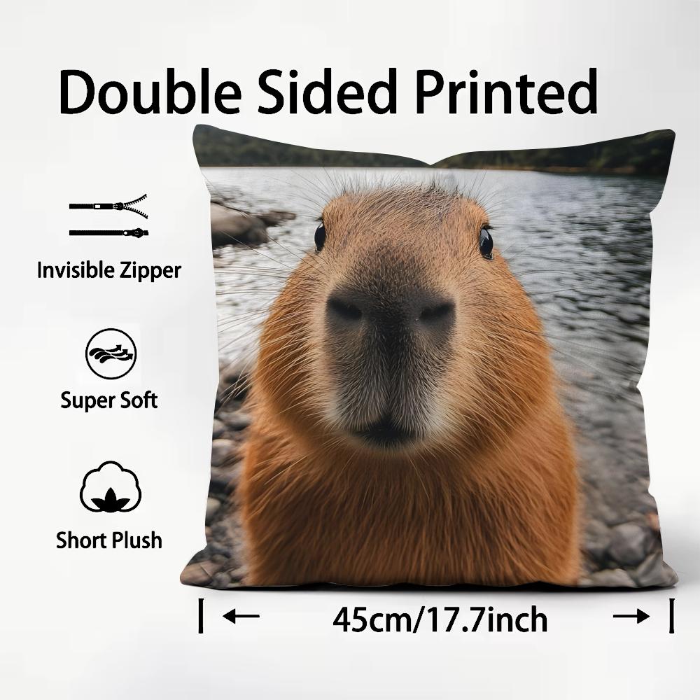 Capybara Fashion Cushion Cover Plush Fabric Soft DoubleSided Printed Sofa Warm Winter Home Child Gift Pillow Case