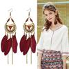 Серьги в стиле Юньнань для путешествий, ретро-перья, бахрома, длинные аксессуары, фото на побережье, универсальные серьги для женщин, темперамент