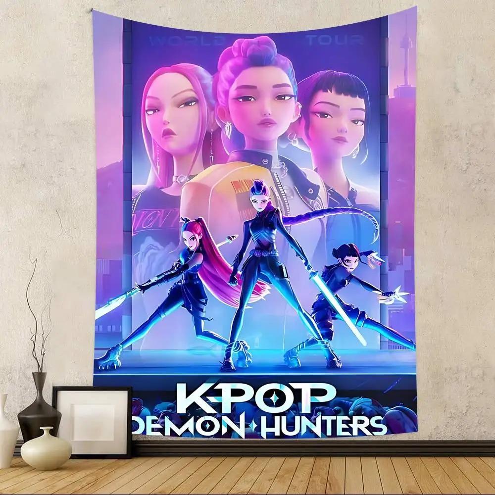 K-Pop Охотники на демонов Аниме стиль Гобелен Домашний Декор спальни День рождения Вечеринка Ткань для фона вечеринки
