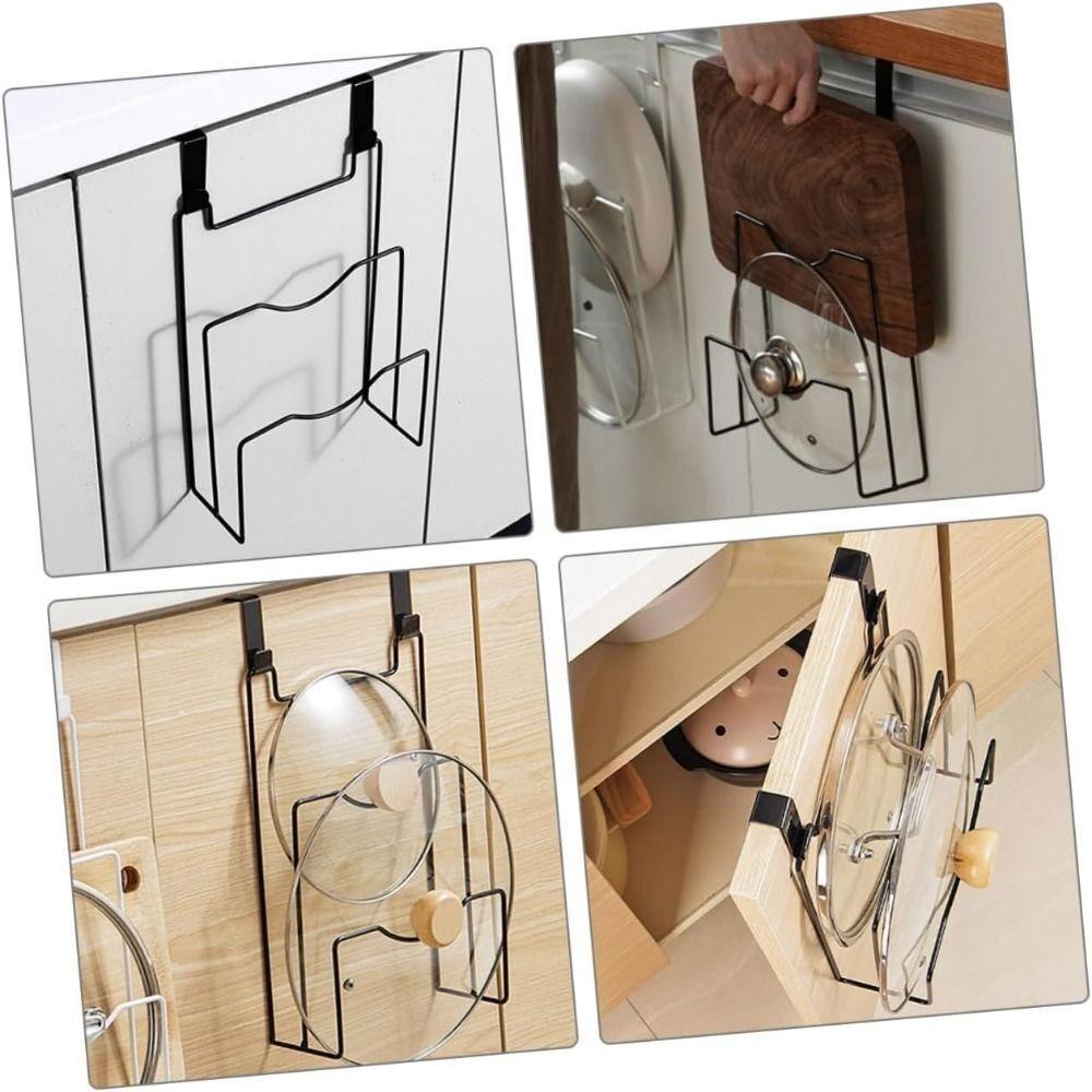 Wall Mounted Pot Cover Rack Suspension Kitchen Storage Rack Portable Lid Rack