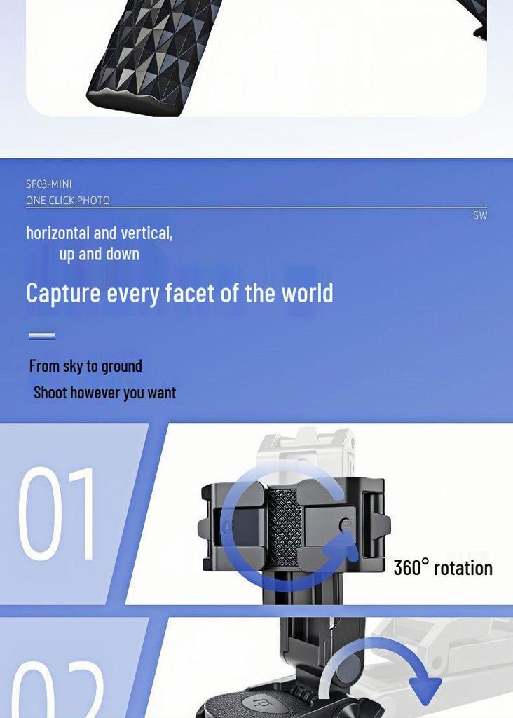 Модель к 25-летию SF03 Мини-селфи-палка Bluetooth: Вращающаяся, Выдвижная, Складная, Универсальная Четырехногая Стойка для Прямых Трансляций Мобильных Телефонов