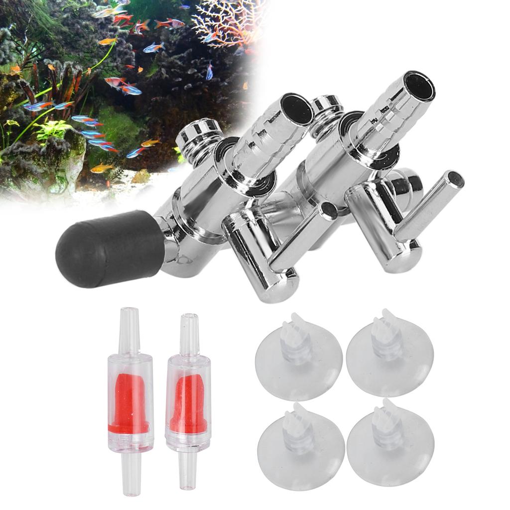 Aquarium Check Valve Fish Tank Oxygen Tube Suction Cups Set Aquarium Accessories2 Way Stainless