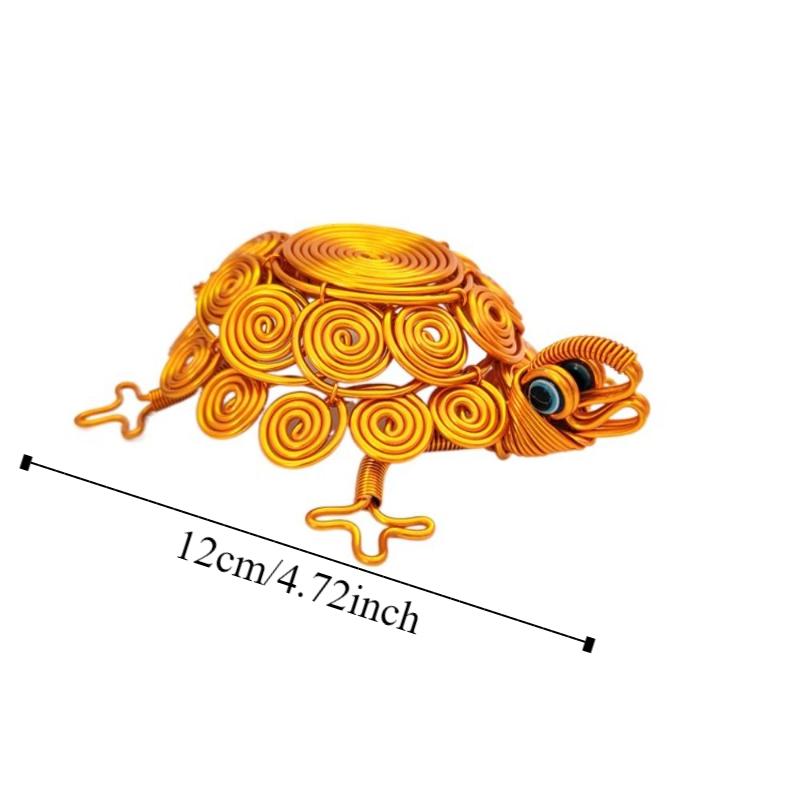 Woven Aluminum Wire Tortoise Figurine Model Turtle Retro Ornaments Desktop Decorative