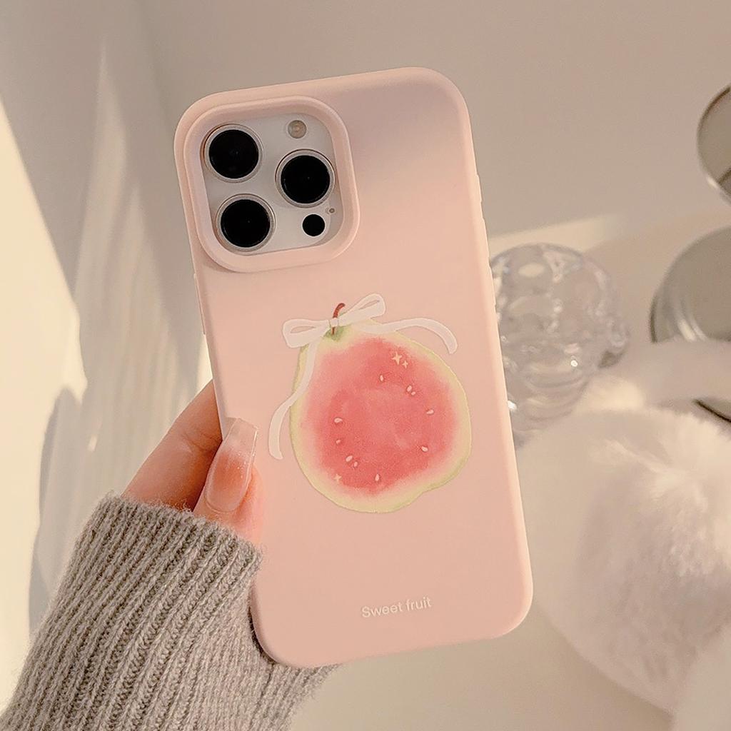 Фрукт Розовой Гуавы Подходит для Чехла на Мобильный Телефон Apple 16promax Iphone17 Сладкий Нишевый 14 Силиконовый 13 Мягкий Чехол