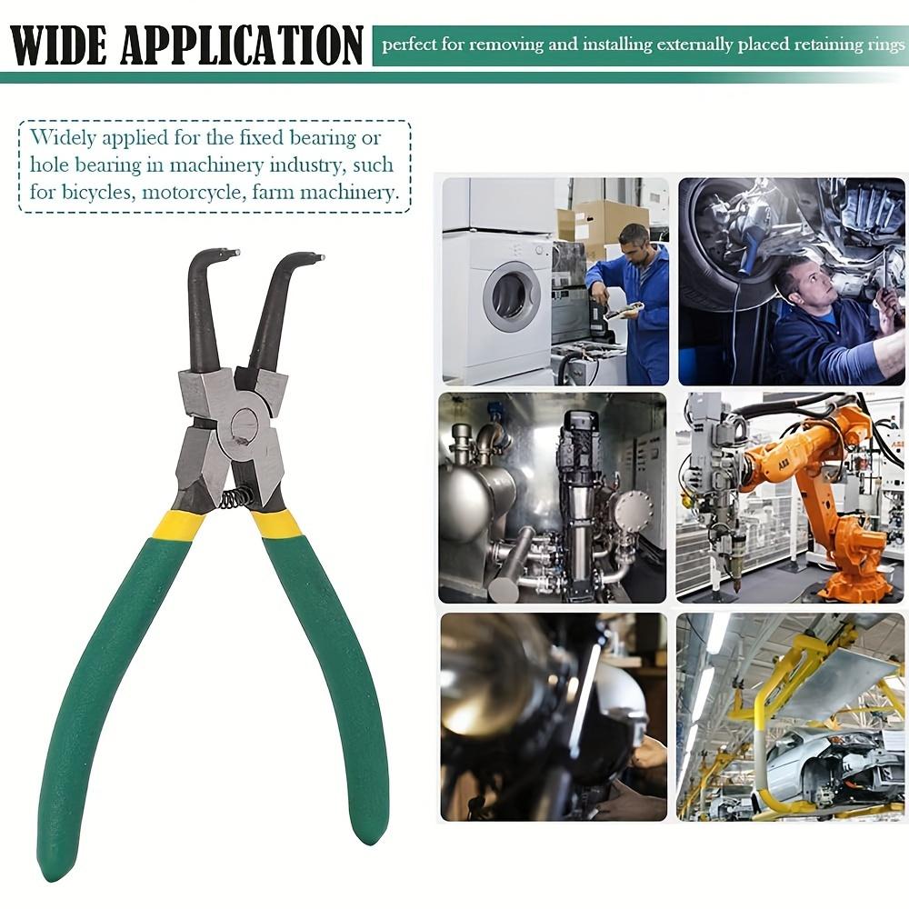 Набор из 4-х 7-дюймовых плоскогубцев для стопорных колец - прочный набор инструментов для внутренних/внешних стопорных колец с прямыми и изогнутыми губками для легкого снятия колец и удержания С-образных зажимов