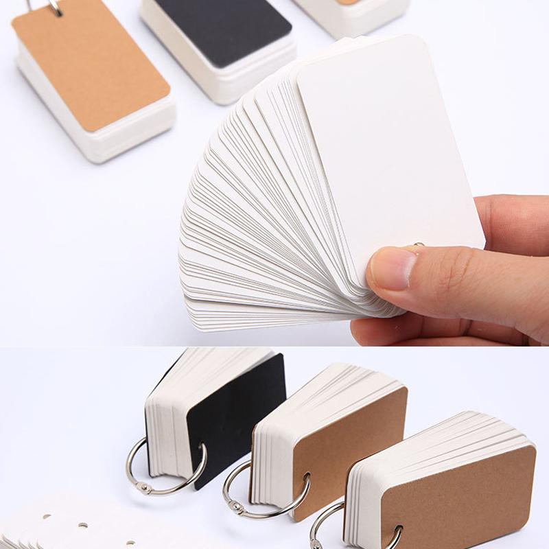 100 шт./кор. блокноты с рукописными картами из воловьей кожи, цветные карты со словами, блокнот для заметок, пустой крафт-бумага, милое кольцо с пряжкой, открытка с буквами