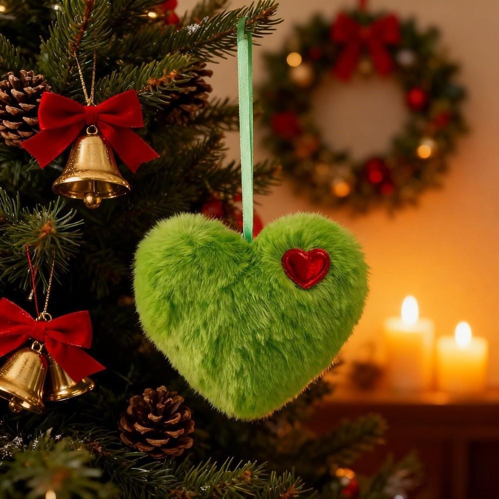 6pcs Handmade Fluffy Heart Christmas Balls Ornaments Christmas Tree Decorations Holiday Decorations