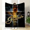 Lion Cross with "Jesus" Text print blanket soft and cozy perfect for the living room bed sofa or a nap,gift