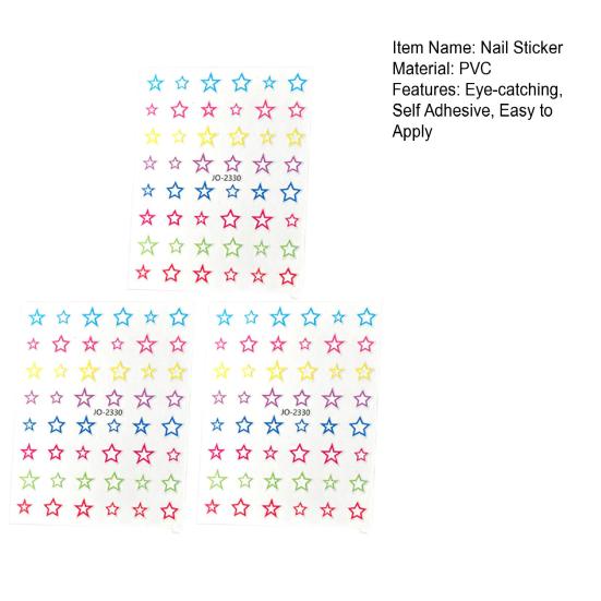 3 шт. маникюрные наклейки не выцветающие декоративные ПВХ изысканные красочные пятиконечные звезды дизайн ногтей накладки для девочек