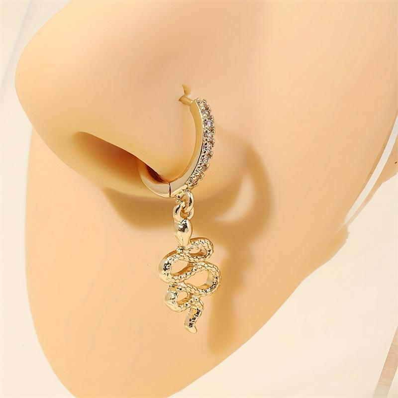 1 шт. Нержавеющая сталь серпентин циркон пирсинг носа кольцо нос гвоздь универсальный для мужчин и женщин можно использовать как серьги