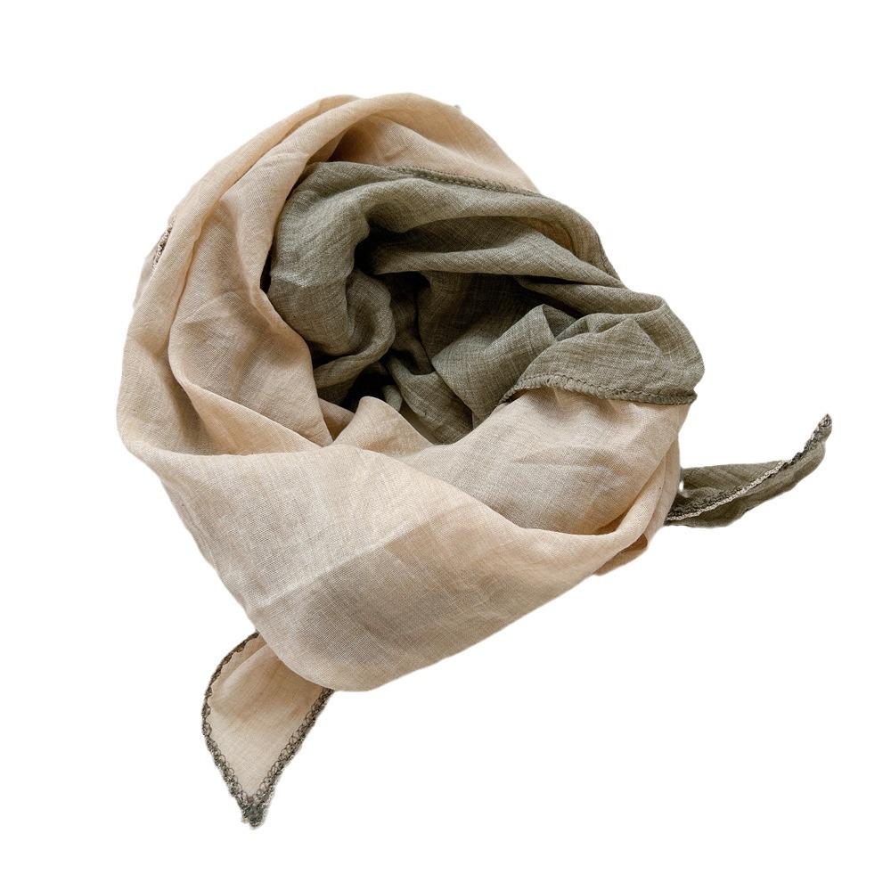 Шарф из хлопка и льна с ромбами, двухцветный, женский, весенне-летний, модный, длинный шарф, шелковый шарф в стиле темперамент