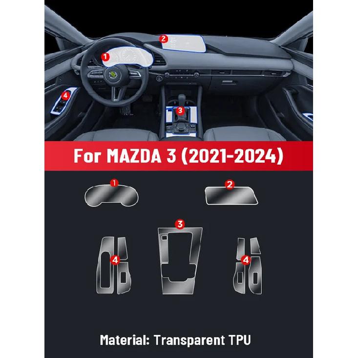 Anti-scratch Car Interior Center Console Media Dashboard Navigation TPU Protector Film For MAZDA 3 AXELA -2024 Sticker