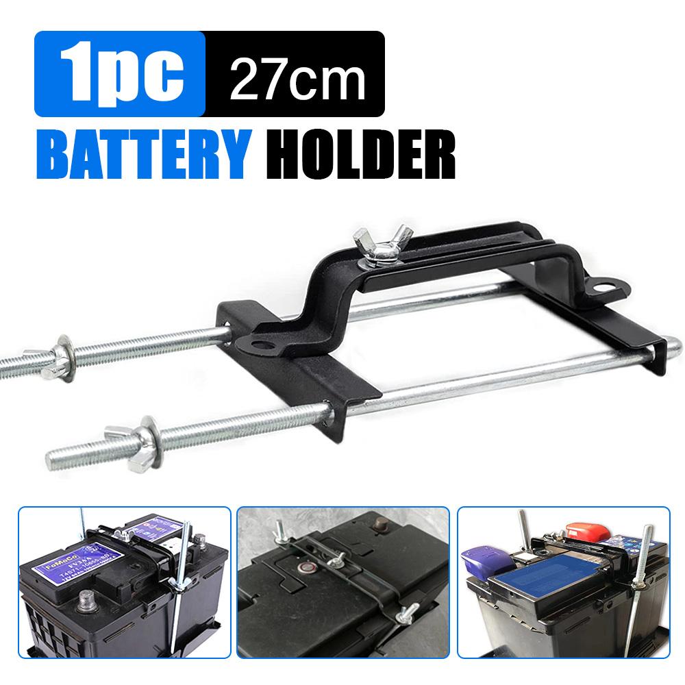 Universal Adjustable Battery Hold Down Crossbar 270mm For Car SUV Truck RV J Bolt Corrosion Resistant Battery Holder 12V