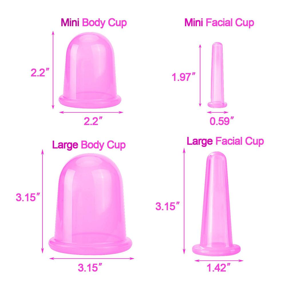 Cupping Therapy Sets 7Pcs Silicone Anti Cellulite Cup Vacuum Suction Massage Cups Facial Suction Cups Face Neck Lift Wrinkle