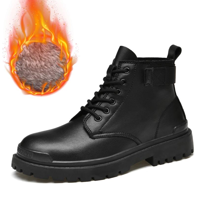 Зимние ботинки на платформе, мужские модные черные ботильоны, походные ботинки для туризма и прогулок, мужские новые повседневные туфли для колледжа, мягкие и удобные