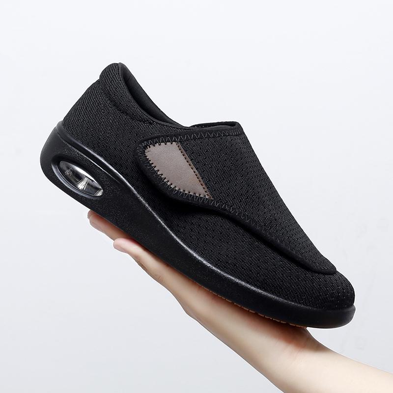 Женские кроссовки повседневные для улицы широкие легкие черные большого размера с воздушной подушкой ортопедические
