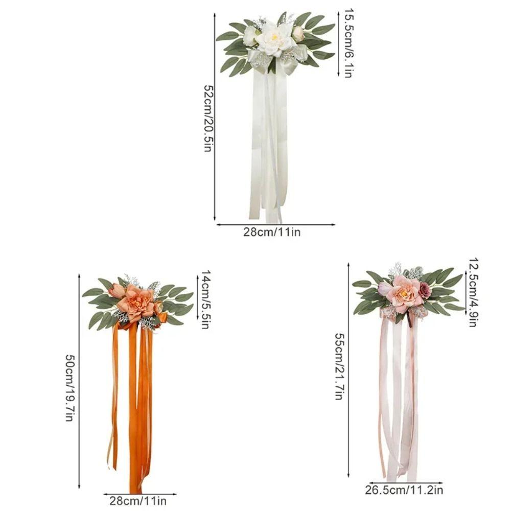 Nordic Style Wedding Pew Flowers Eucalyptus Leaves Artificial Flowers Chair Back Flower  Outdoor