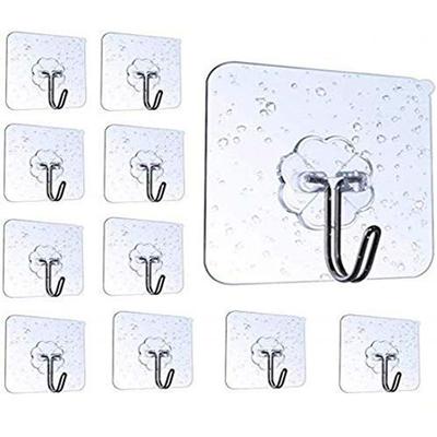 Wall-mounted Hook Adhesive Strong No Drilling - YOKELLMUX Load Capacity 20KG Holes Damage Residue Waterproof Moisture-proof Rust-resistant 10 Pieces