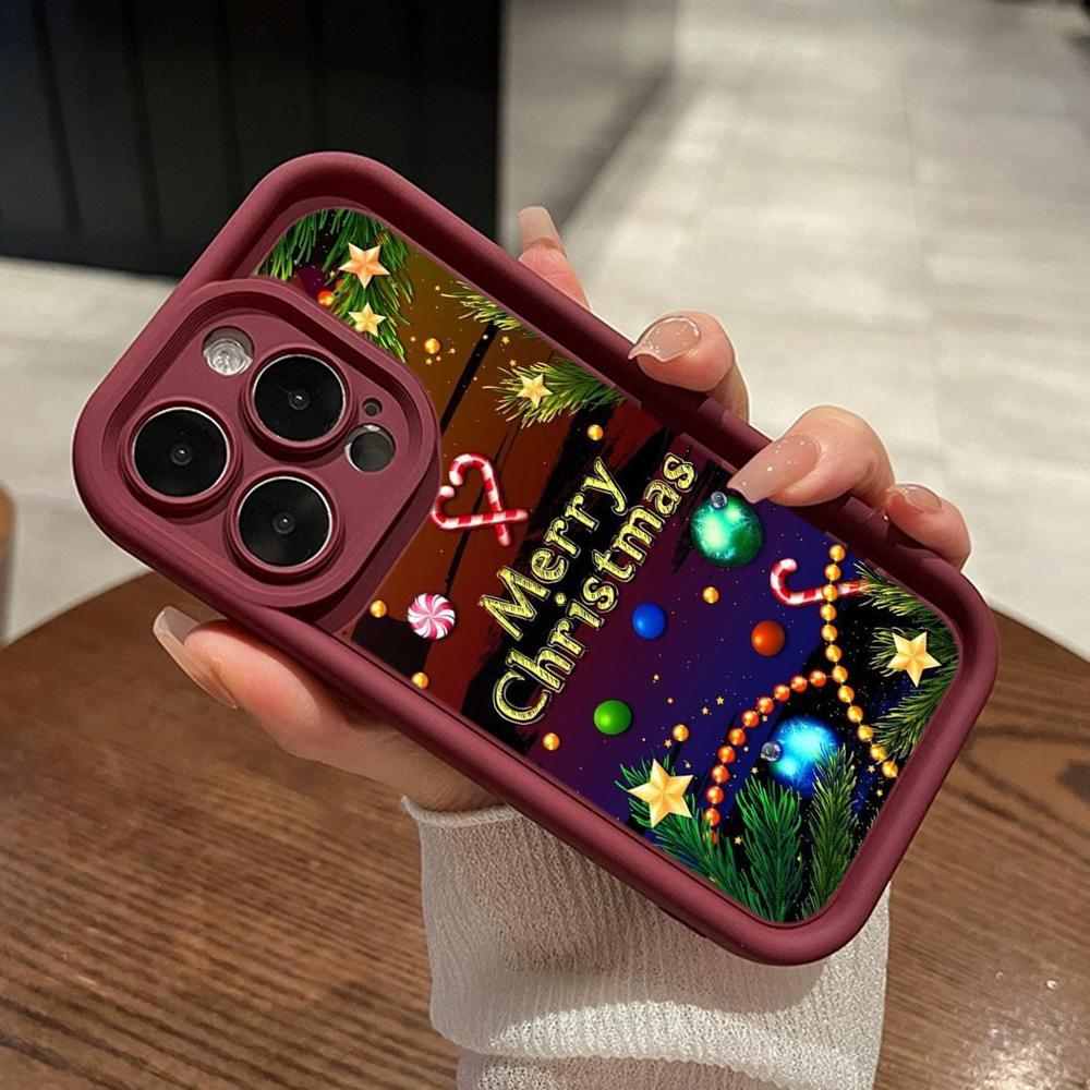 Чехлы для телефонов Ae119 Merry Christmas Santa art design для iPhone 16 14 13 11 Pro Max 15 7 8 6 Plus 12 mini XR XS Max SE Angel Eye Ladder Protective Cover
