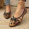 Leopard Suede Low-Top Single Shoes Women's Autumn New Pointed Toe Shallow Mouth Bow Soft Sole Soft Side Non-Slip Flats