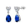 Birthstone Earrings for September Heart Amulet Wrapping Included Women, Birthstone, Sapphire, Drop, Motif, Zirconia, Silver, S925, Stone,