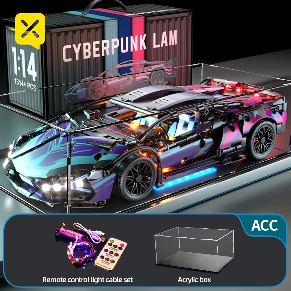 1314PCS Speed Car Building Blocks Set Adults Technology Build Model Setting Supercar Bricks Puzzle Toys Boys Car Gift With Light