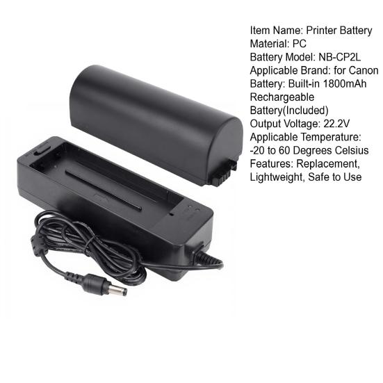 NB-CP2L Battery Charger for Canon CP910 CP1200 CP1300 Printers Portable 1800mAh Rechargeable Battery Power Supply Replacement