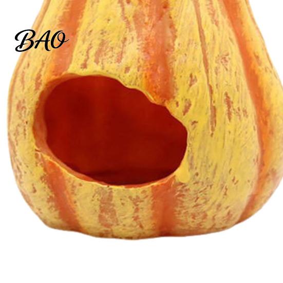 Terrarium Pumpkin Decor Aquarium Hideout, Halloween Fish Tank Decoration, Resin Jack-O-Lantern Decorations Hide Cave for Betta Shrimp Shelter
