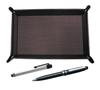 Shibochoco Color Cowhide Pen Tray Metal Touch Stick Silver and Midnight Rotating Ballpoint Pen Set Black TRATYO-ALST-SA2002BP-B