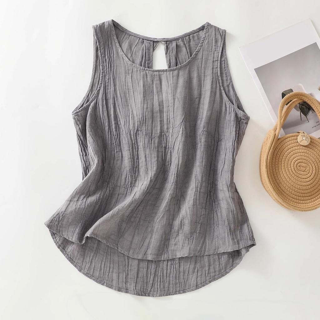 Women's Vest Fashion Casual T-shirt Tops Back Hollow Design Vest Sleeveless T-shirt Outer Wear Inner Wear Bottoming Sling
