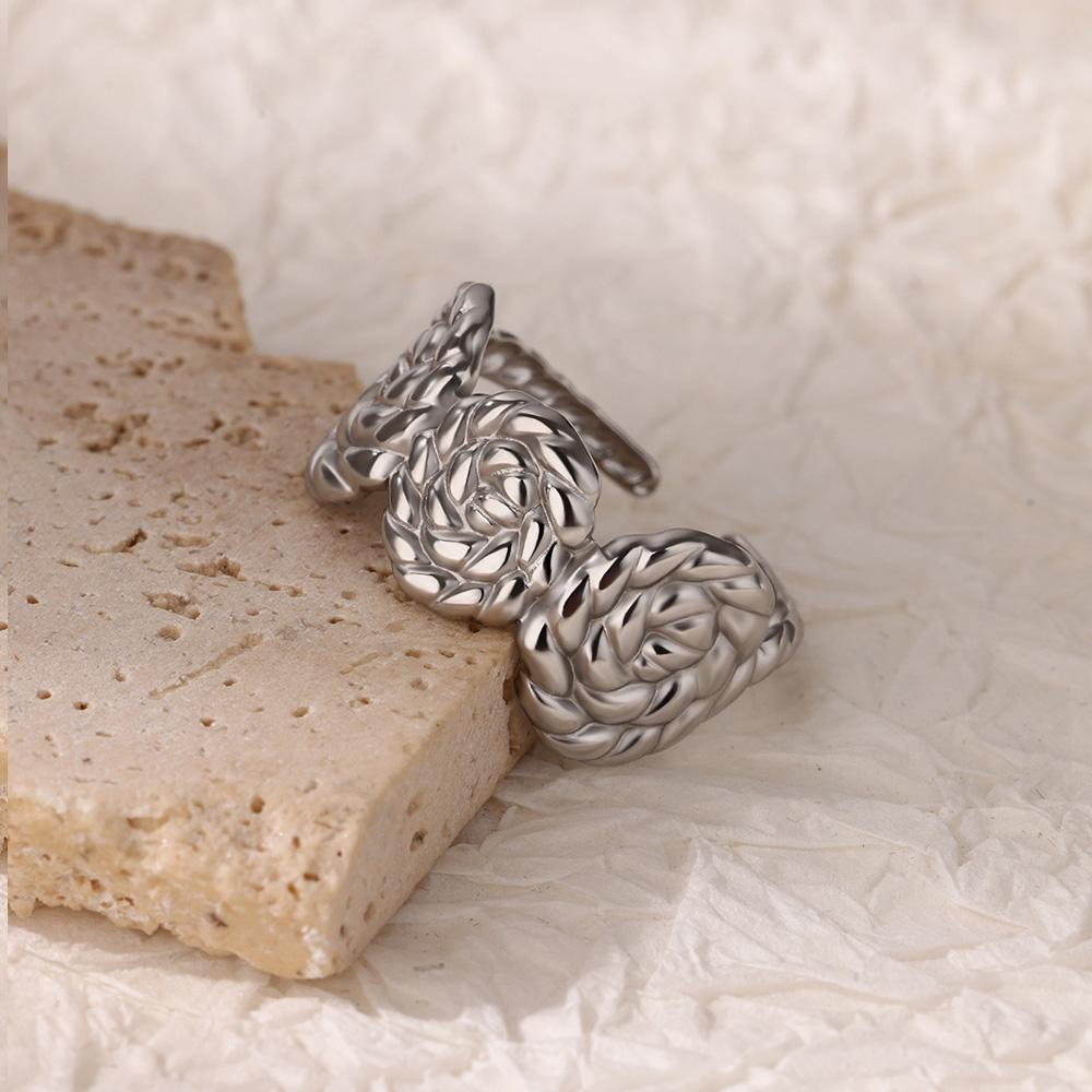 Stainless Steel Wave Rings for Women Gold Color Geometric Heart Rose Flower Wedding Ring Aesthetic Fashion Waterproof Jewelry