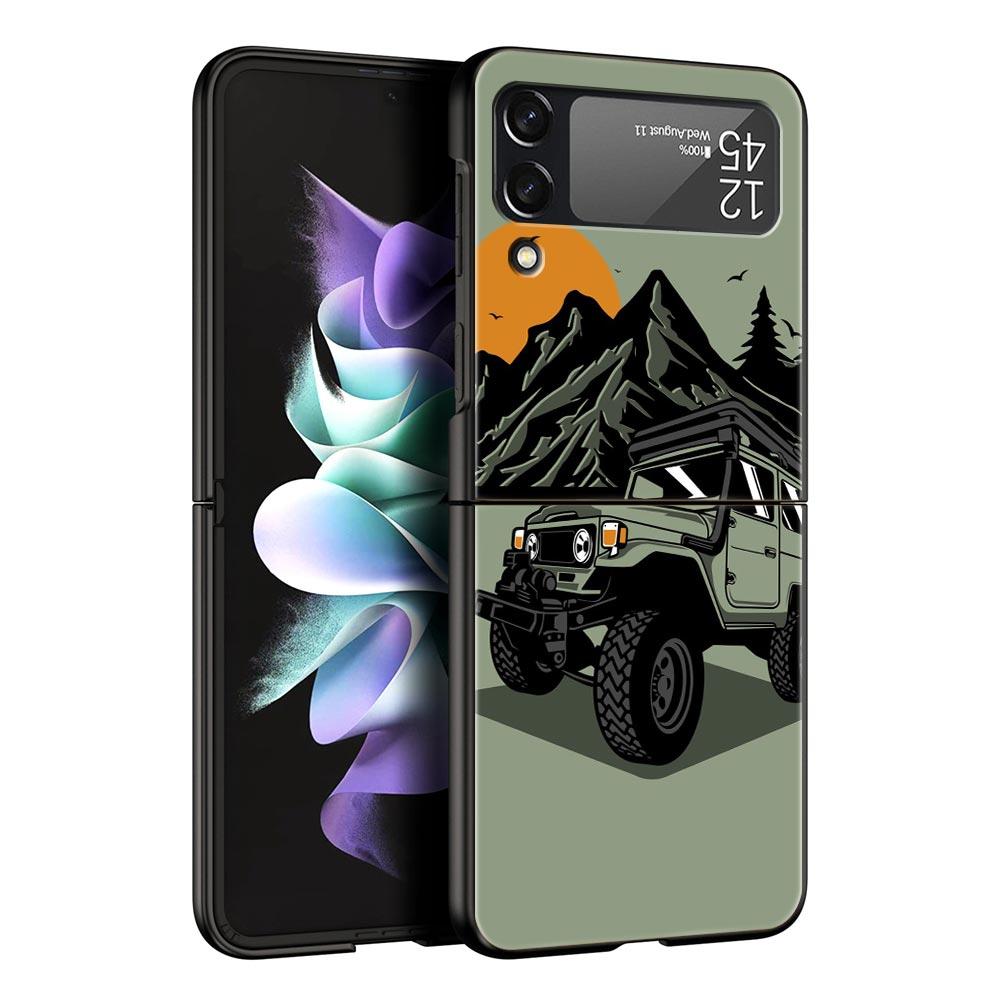 Чехол для телефона в стиле японского дрейфа JDM Sports Car для Samsung Galaxy Z Flip 3 4 5, черный, складной, жесткий, из поликарбоната, защитный чехол