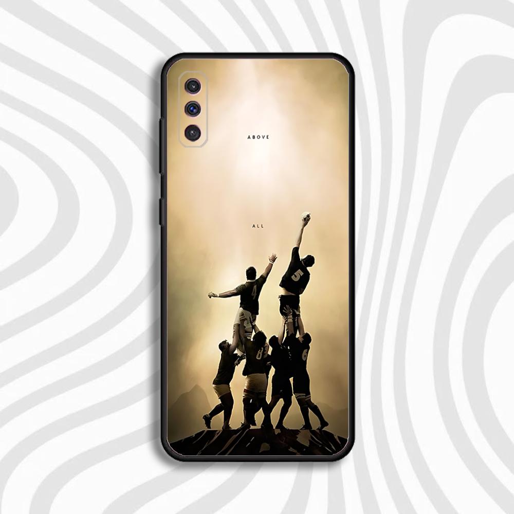 Спортивный чехол для телефона Регби для Samsung S 25,24,23,22,30,21,10,9,Ultra,Plus,Lite,FE,4,5 G Черный Мягкий чехол