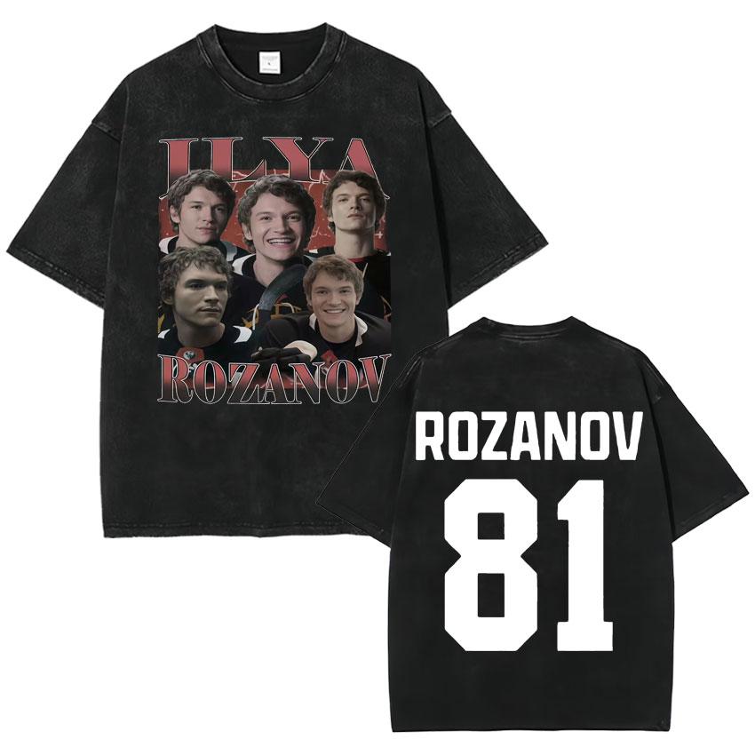 2026 Heated Rivalry Ilya Rozanov 81 Trendy Graphics T Shirt Vintage Washed Mens Oversized Cotton Crewneck Cozy Tshirt Teenagers