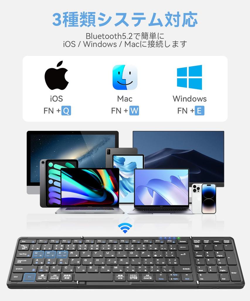 Omikamo Bluetooth с цифровым японским iPad Shift Enter Полная совместимость с легкой [последней моделью] клавиатурой, складной, беспроводной, клавишной панелью, раскладкой,