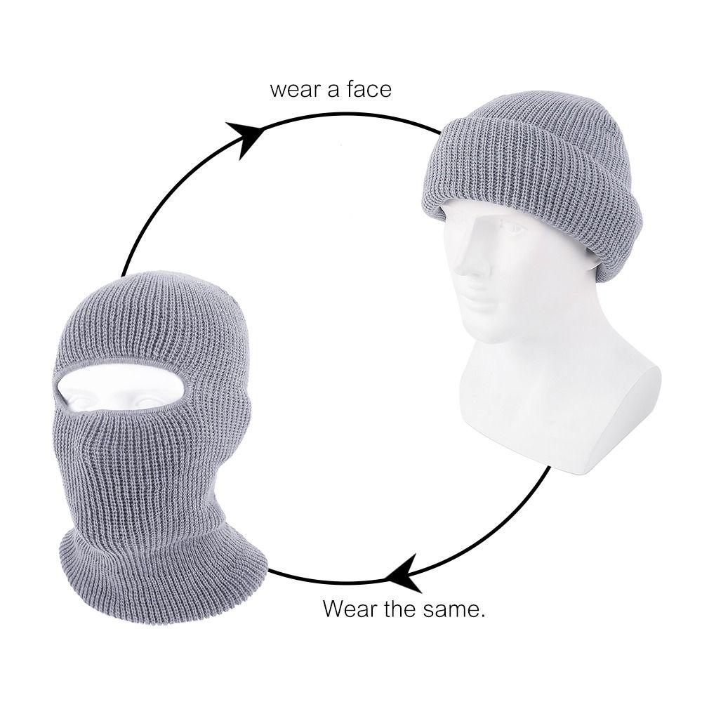 Collar Hat Ear Protection Scarf Mask Women Winter Cap Knitted Hats Full Face Cover Men Beanies Hat
